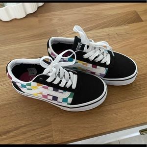 NWOT kids rainbow check vans size 12